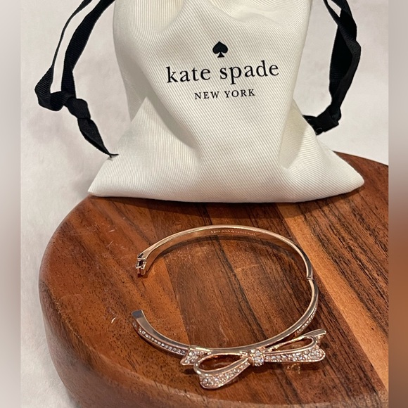 Kate Spade Rose Gold Tone "Love Notes" Pave Crystal Bow
Hinged Bangle Bracelet - Picture 4 of 4